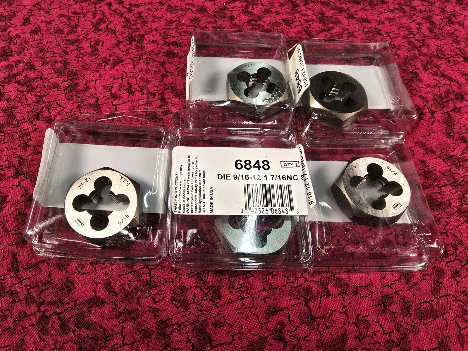 Lot Of 5 Pcs Hanson DIE 9/16-12NC 1-7/16 HEX HANSON HAN 6848 Rethreading