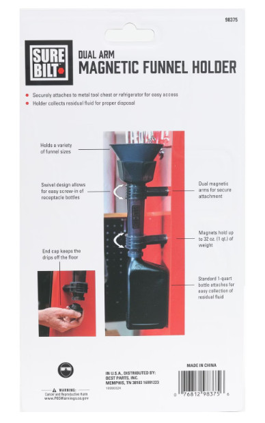 SureBilt Multi-Purpose Funnel Holder With Dual Magnetic Arms & End Cap
