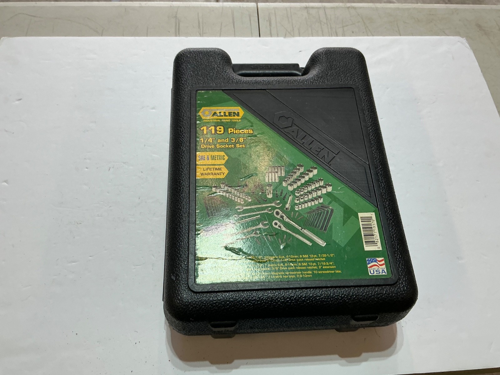Vtg Allen 119 pc 1/4 & 3/8″ drive socket set USA made rare metric & SAE