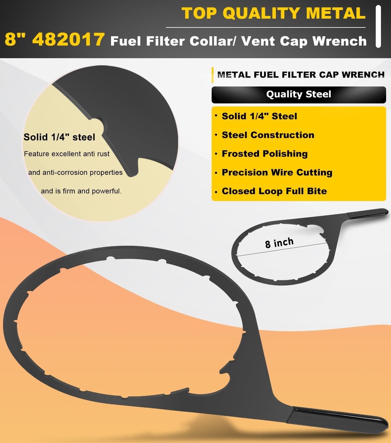 8″Fuel Filter Collar Vent Cap Wrench Metal For Davco Fuel Pro 482 483 485 487 48