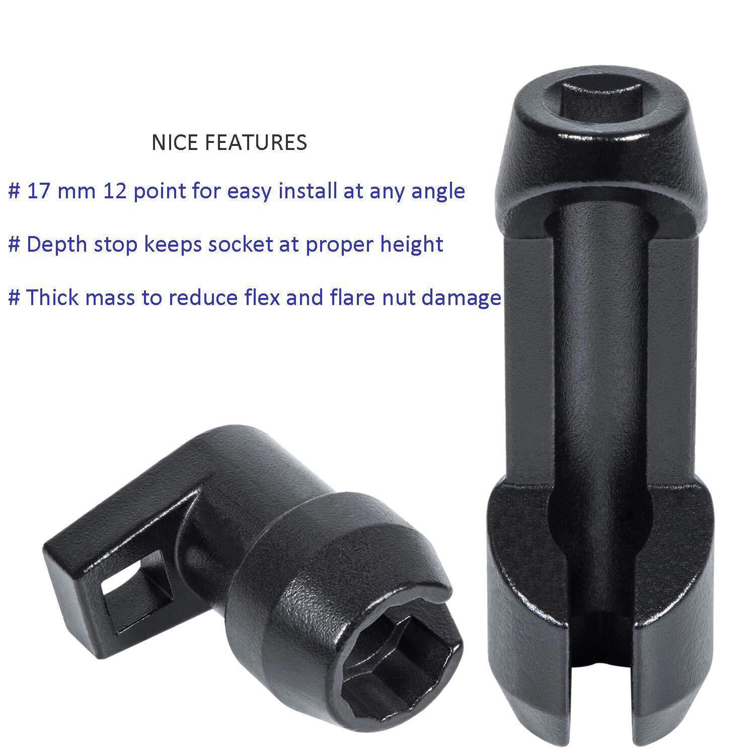 17mm Fuel Injector Line Flare Nut Socket Kit For Ford Power Stroke 6.7L Diesel