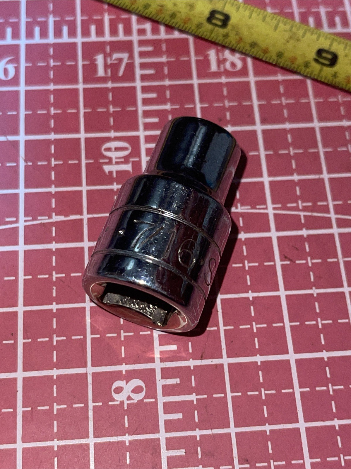 NOS S-K USA 40214 7/16 in SAE 1/2” Drive 12 Point socket Vintage SK 7/16” 1/2