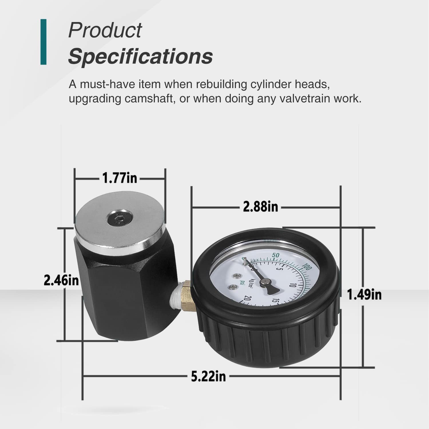 66835 Mini Valve Spring Pressure Tester, 0-300 lbs./in. Range 0-20 kg/cm²