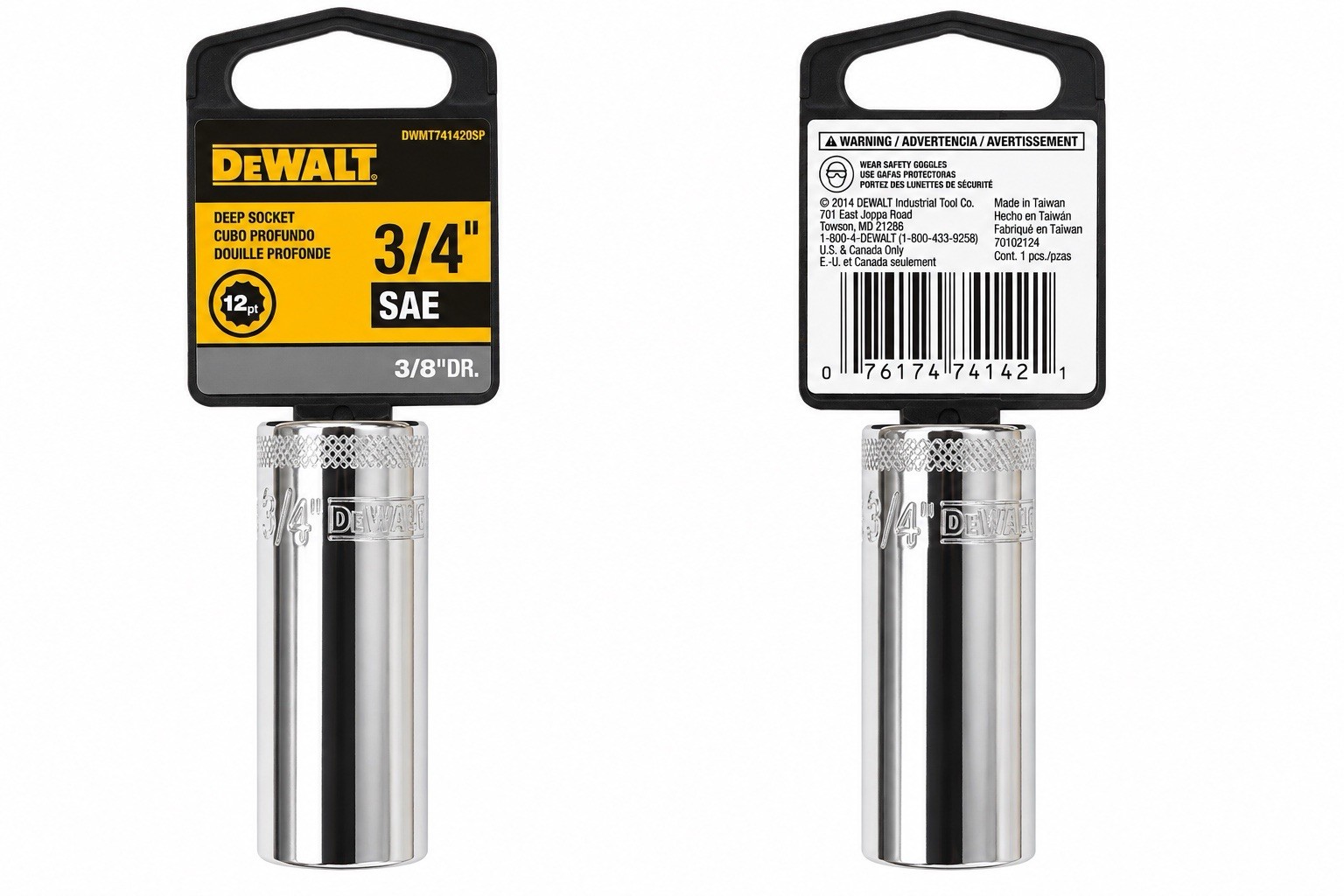 NEW DeWalt 3/4″ 6pt Deep 3/8″-Drive Socket,