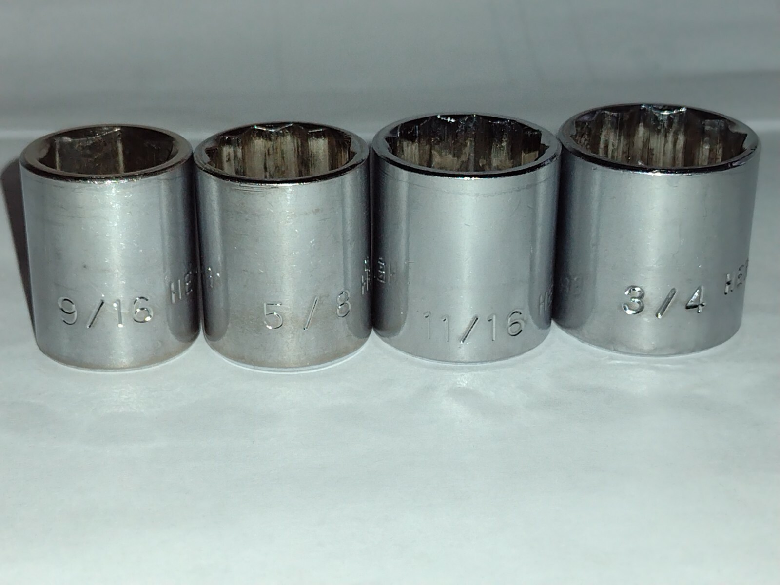 Set of 4 Vintage Herbrand 3/8” Drive Sockets