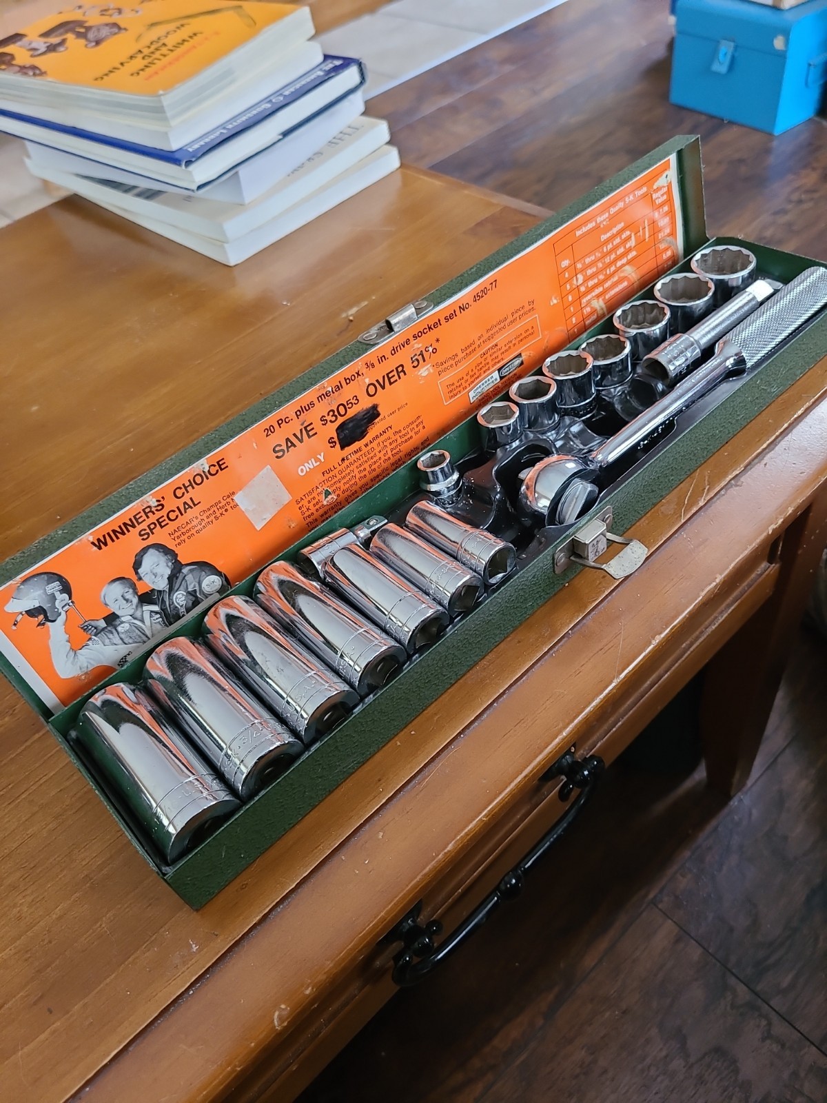 Vintage S-K Tools 3/8″ Drive Socket Set 18 pieces and Box SAE Deep and Shallow