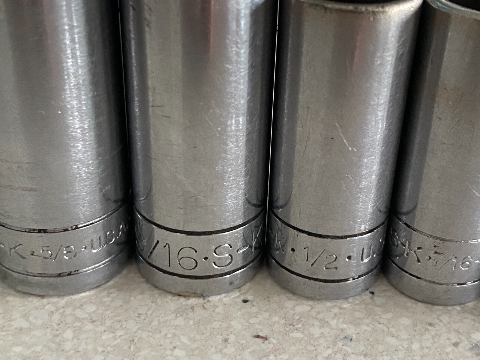 SK Tools Deep Socket Lot 6 Point 8 Pc USA 3/8 7/16 1/2 9/16 11/16 3/4 13/16 5/8