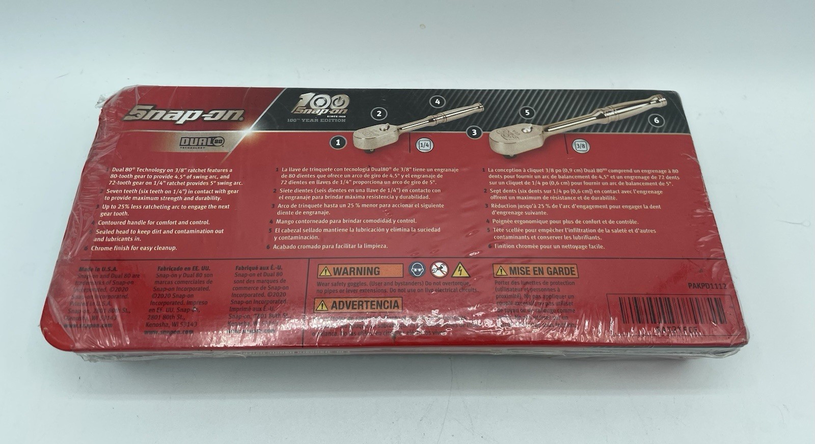 Snap-On Tools 100th Year Edition 2-Piece 1/4″ & 3/8″ Drive Chrome Ratchet Set
