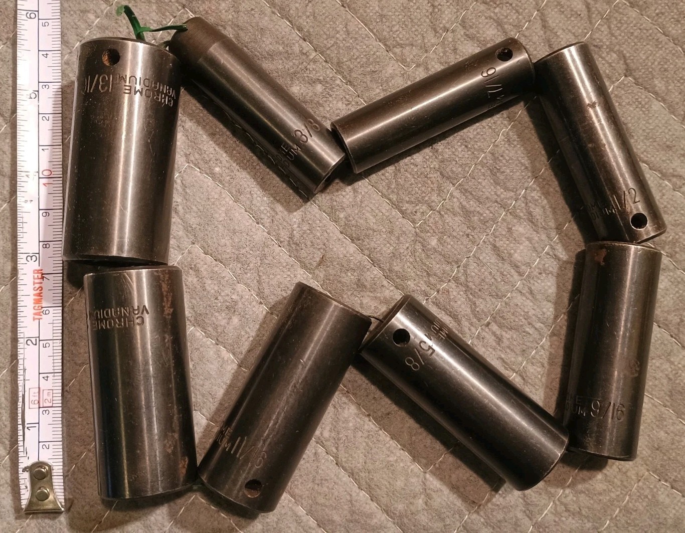 3/8 Drive Deep Impact Sockets 3/8 – 13/16 Unbranded 8 Pcs Black Oxide Nice