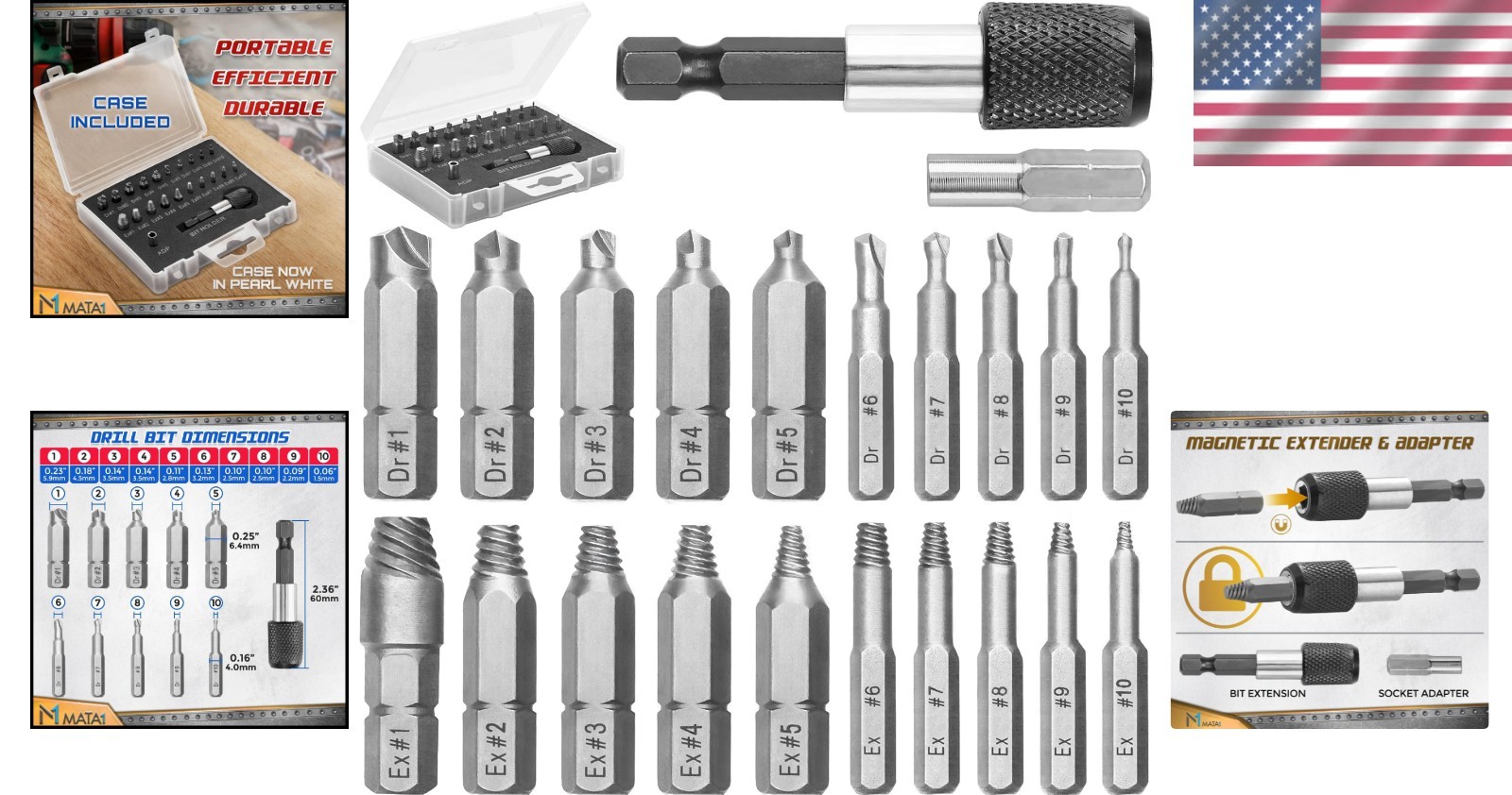 22-Piece Screw Extractor Set – Effortless Removal of Stripped & Broken Screws