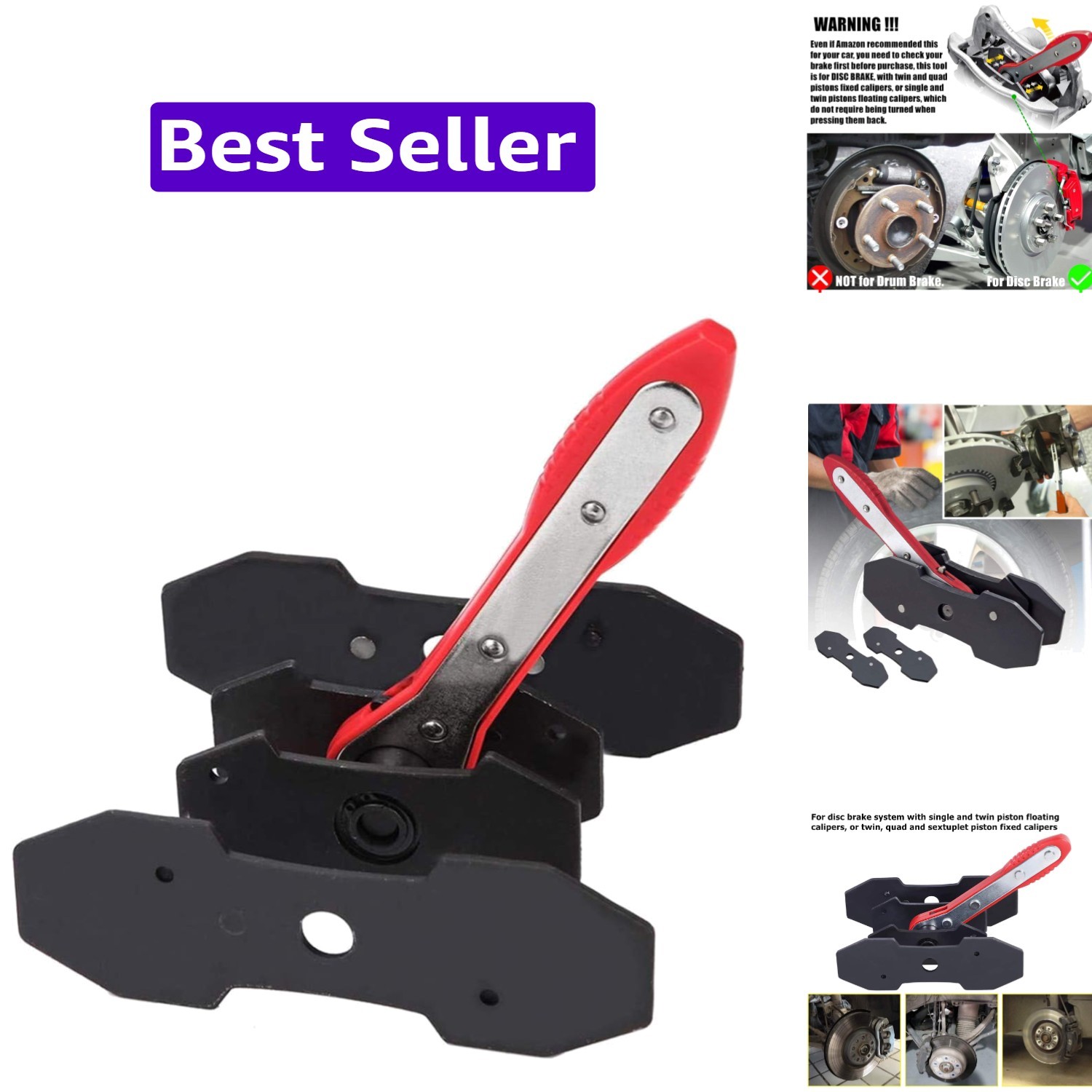 Professional Brake Caliper Press Tool – 4 Spreading Plates Included