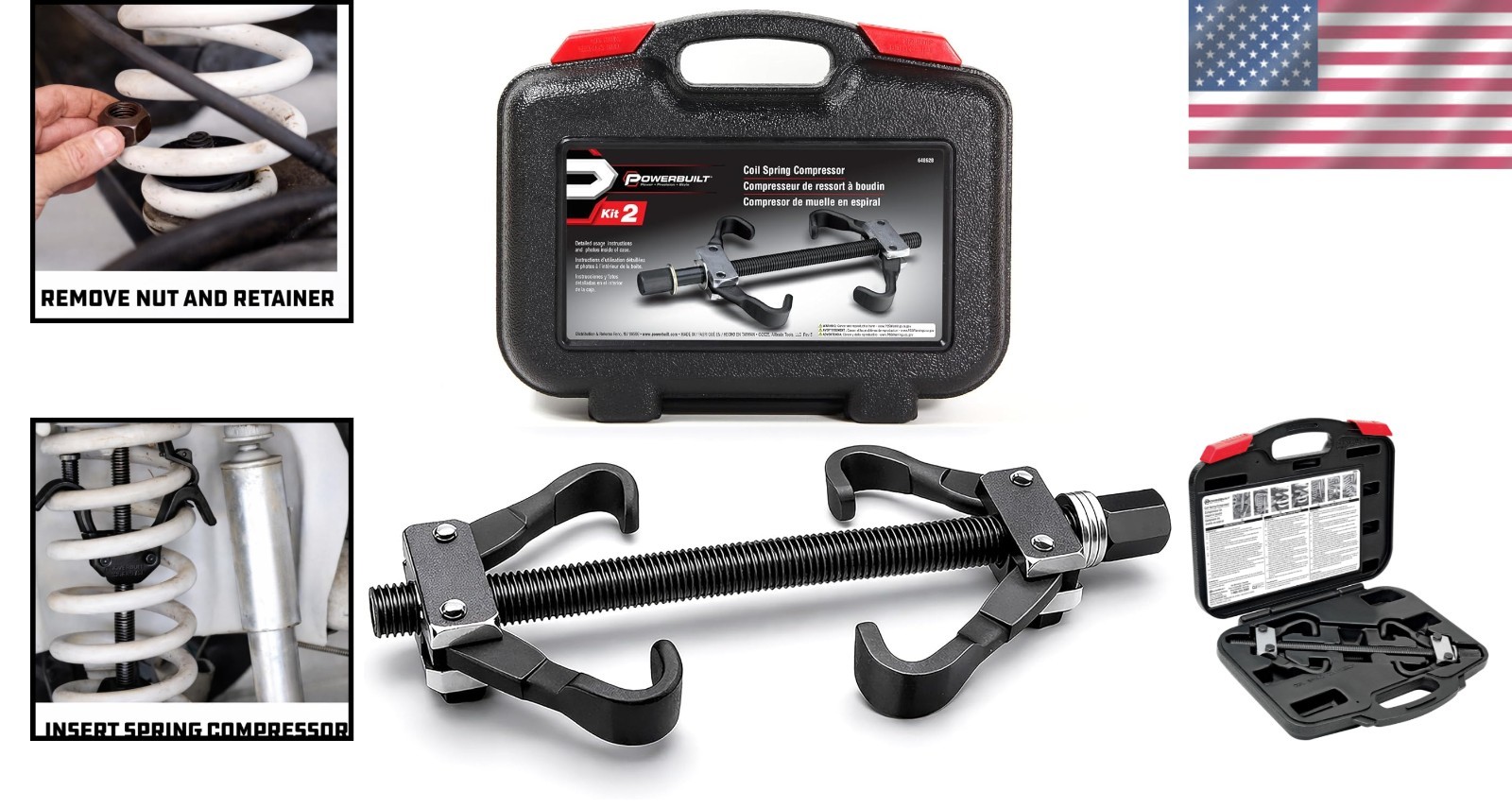 All-in-One Coil Spring Compressor Tool for Cars & Trucks – Black, Safe Design