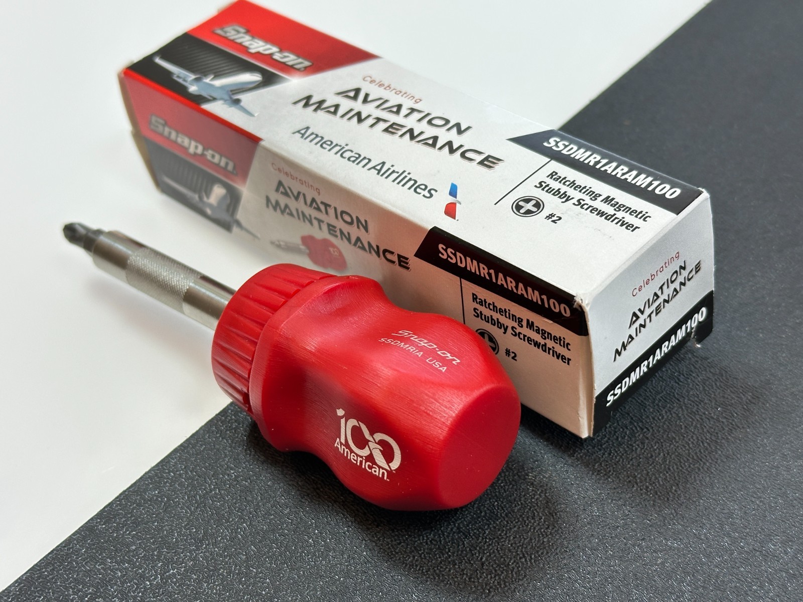 Snap-on USA American Airlines AMT 2026 Stubby Magnetic Ratcheting Screwdriver