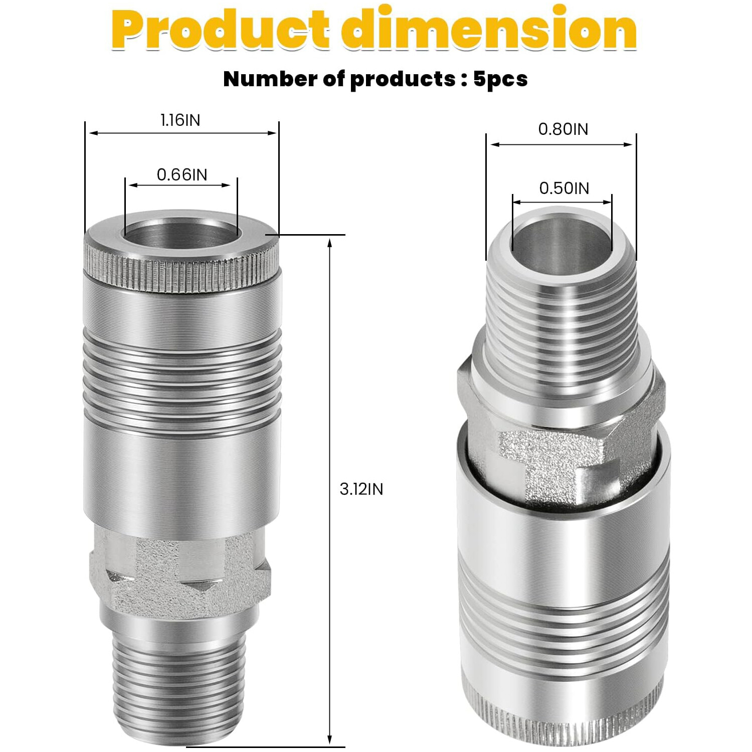S-1816 1/2-in MNPT G Style Couplers Fits for Requiring Over 60+ SCFM (5Pcs/Set)