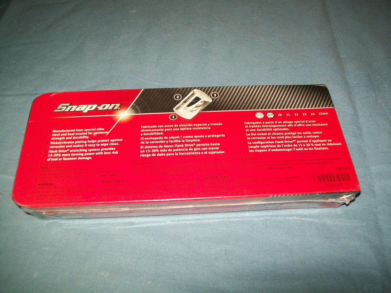 New Snap-on™ 1/2″ drive 20 thru 25 mm 6-point Shallow Socket Set 306TWM Sealed
