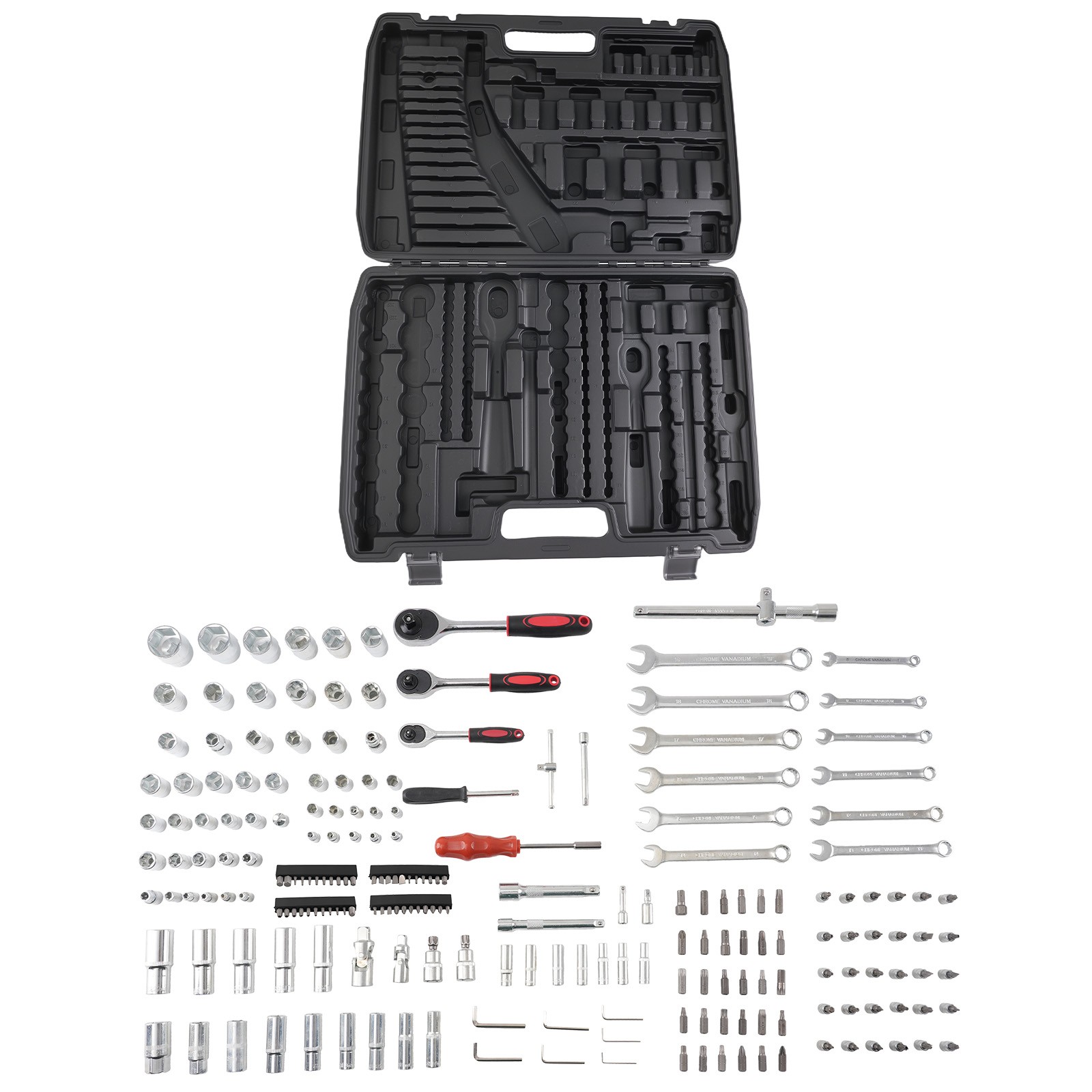 216PCS Ratchet Socket Set Tool Kit Wrench 1/4 3/8 1/2 DR w/Storage