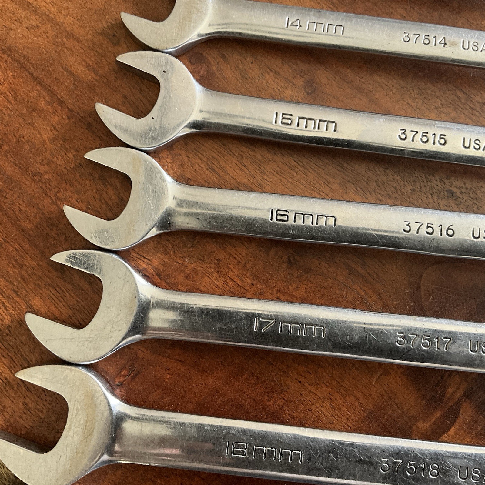 Vintage Husky Polished Chrome Combination Wrench Set Metric 19mm – 10mm USA