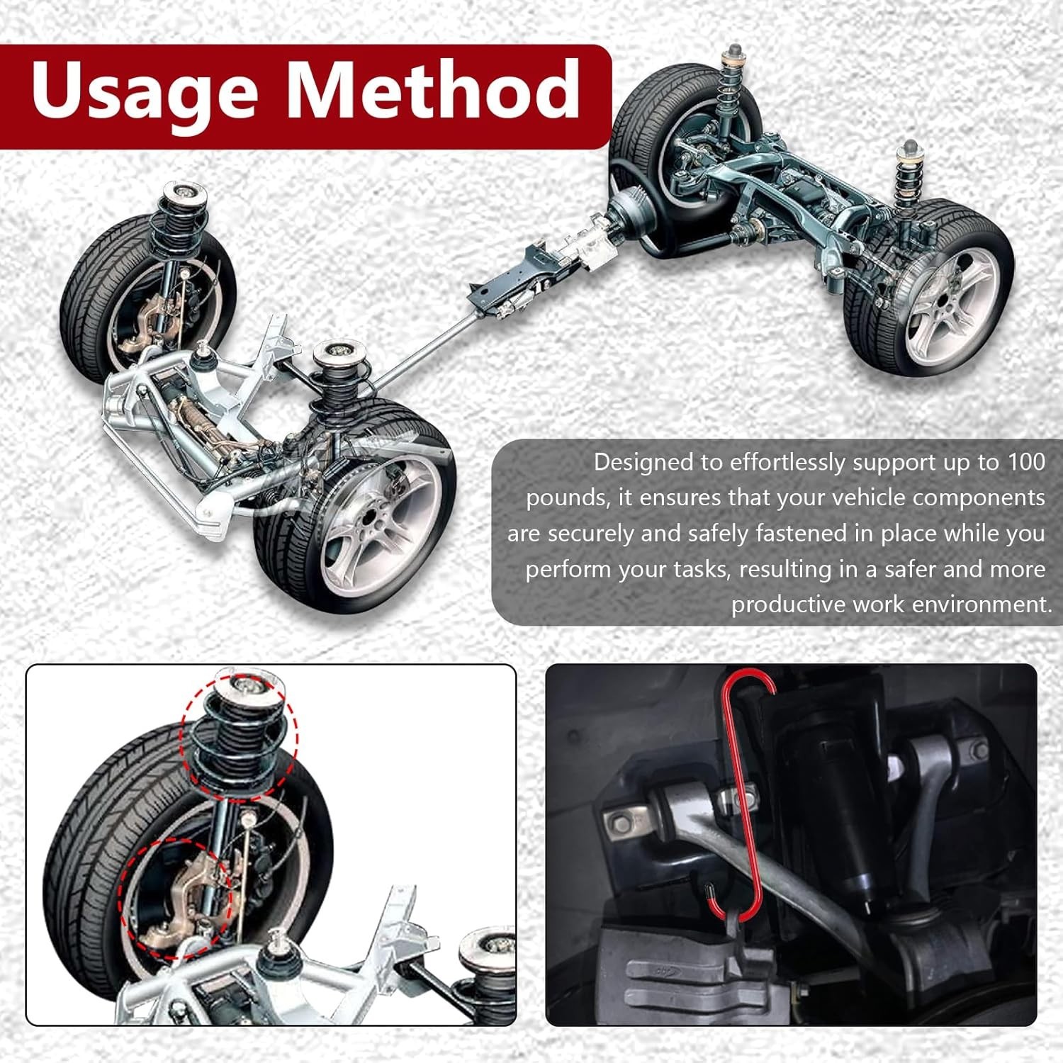 2PCS Durable Brake Caliper Hangers with Rubber Tips for Safe Vehicle Maintenance