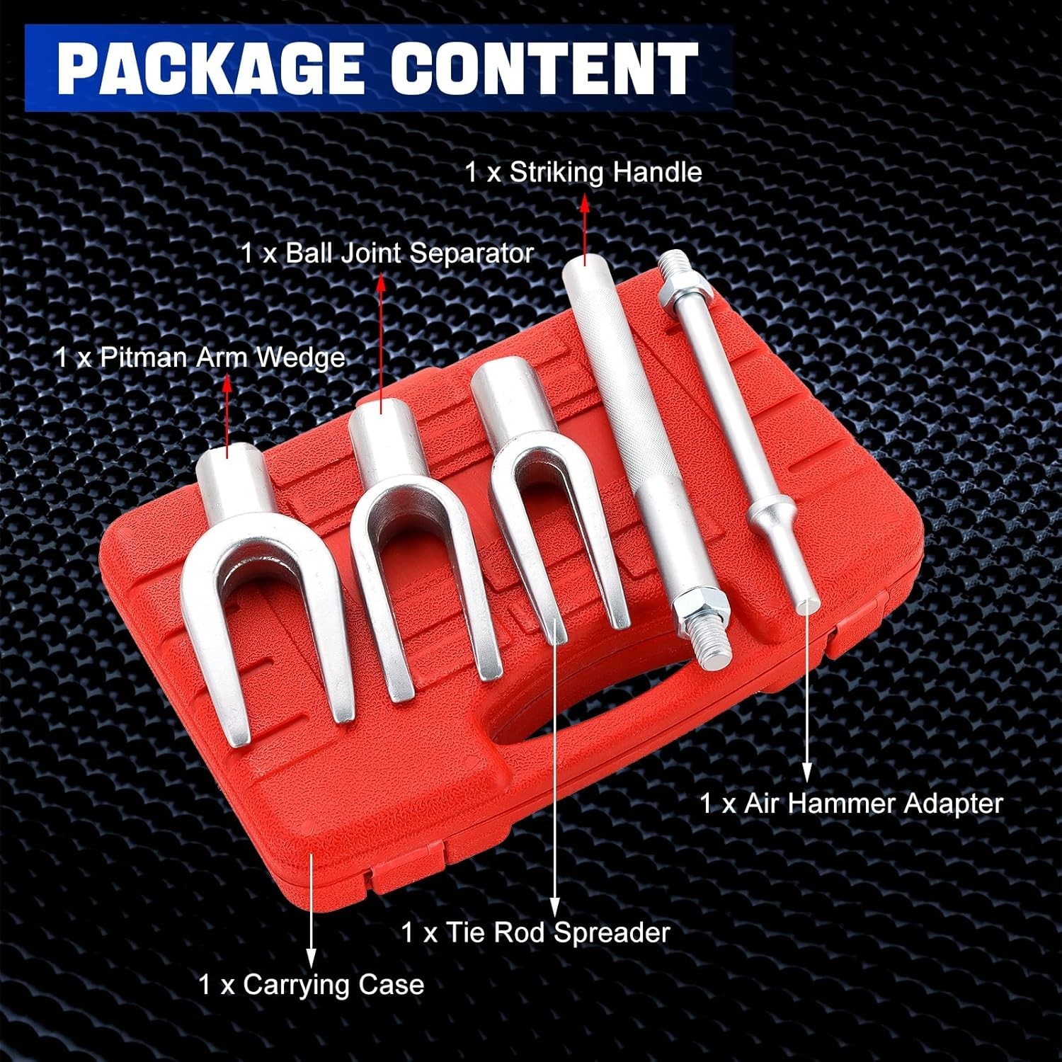 5-Piece Heavy Duty Ball Joint Separator Tool Set with Storage Case for Vehicles