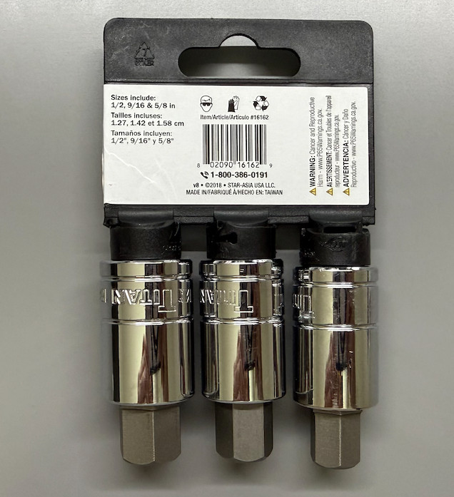 Titan Tools 16162 1/2-Inch Drive 3-Piece SAE Large Hex Bit Socket Set