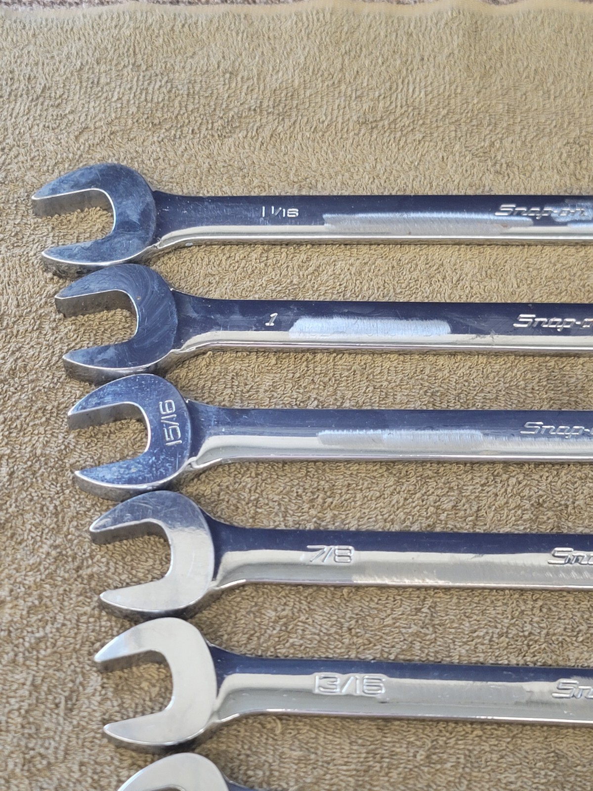 Snap on OEX Combination Wrench Set Sae 1-1/16 1 15/16 7/8 13/16 3/4 9/16 3/8 1/4