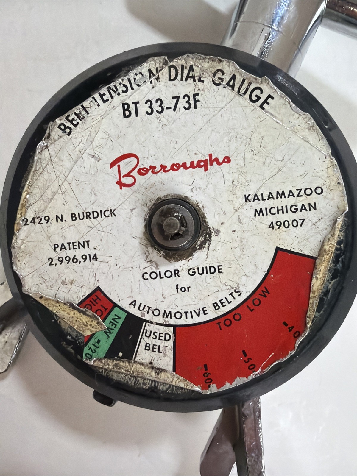 Vintage Burroughs BT‑33‑73F Belt Tension Gauge