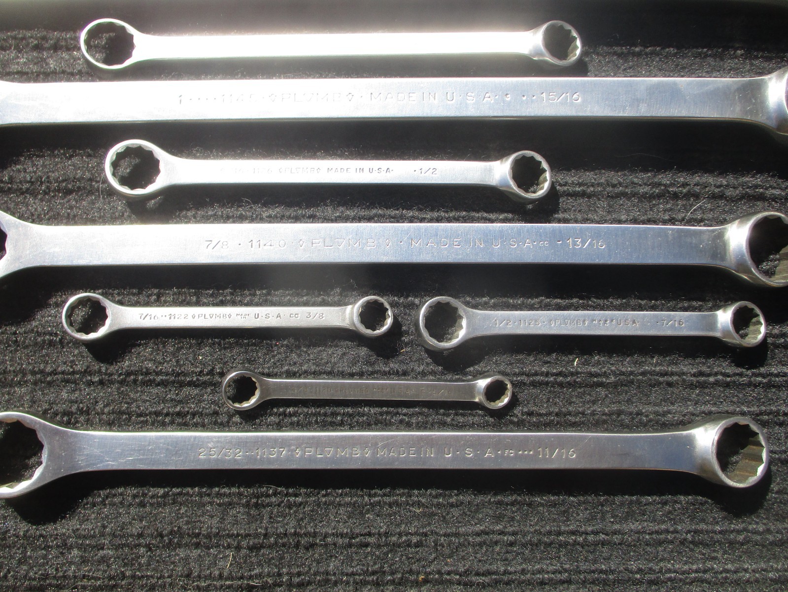 Plomb, Plvmb polished Box Wrench set 5/16 to 1 3/8, 1100 series
