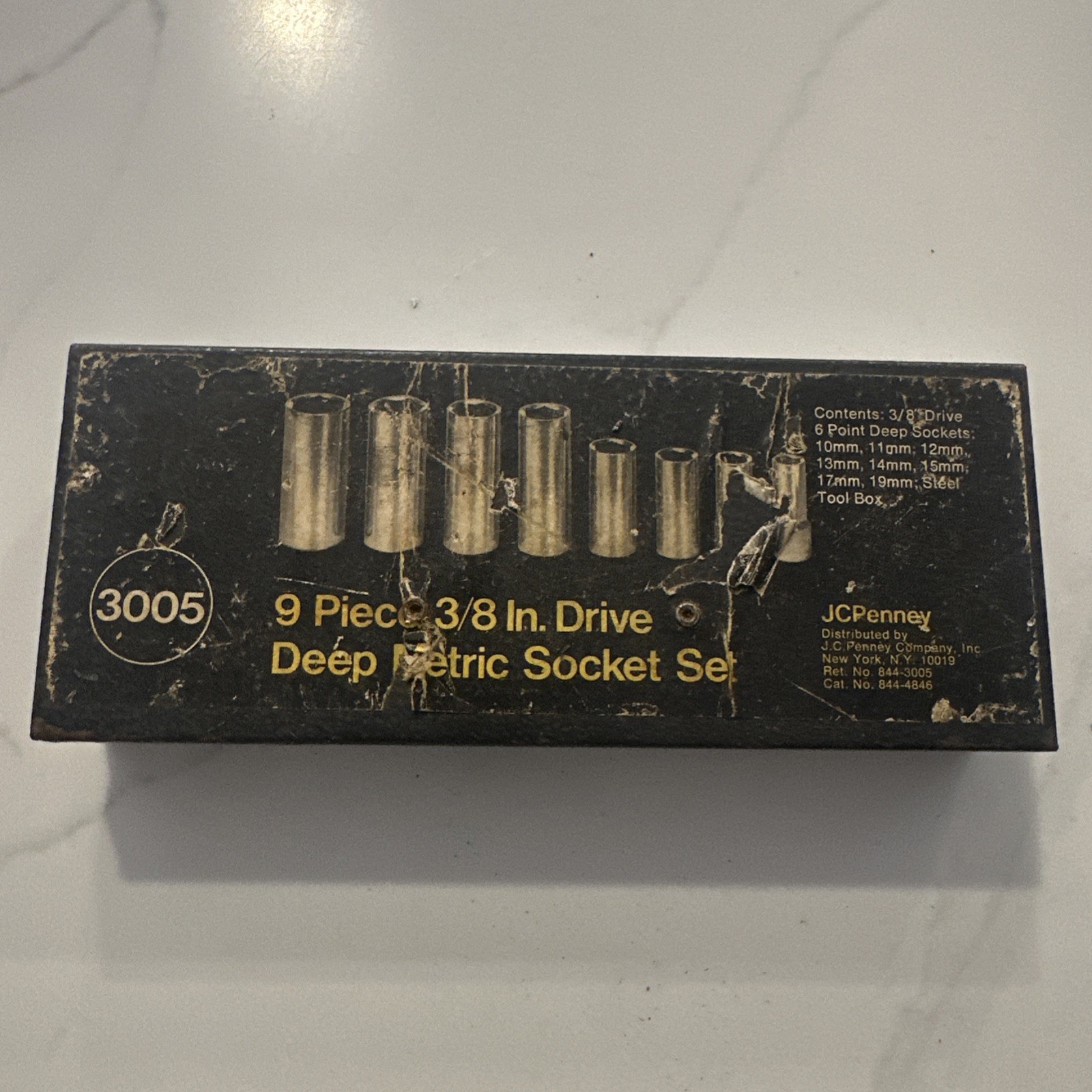 Vintage JCPenney Tools Socket Set Case EMPTY Metal Box 3/8”