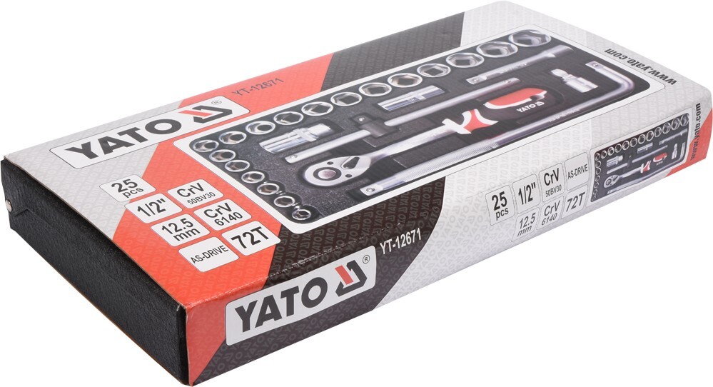 YATO YT-12671 Hexagonal socket wrenches set 1/2″ Number of tools: 25