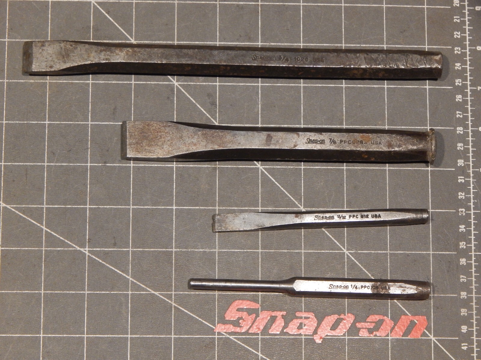 Snap On 4Pc Chisel Punch Lot Long 3/4″ 1020 7/8″ PPC828A 13/32″ PPC812 PPC108