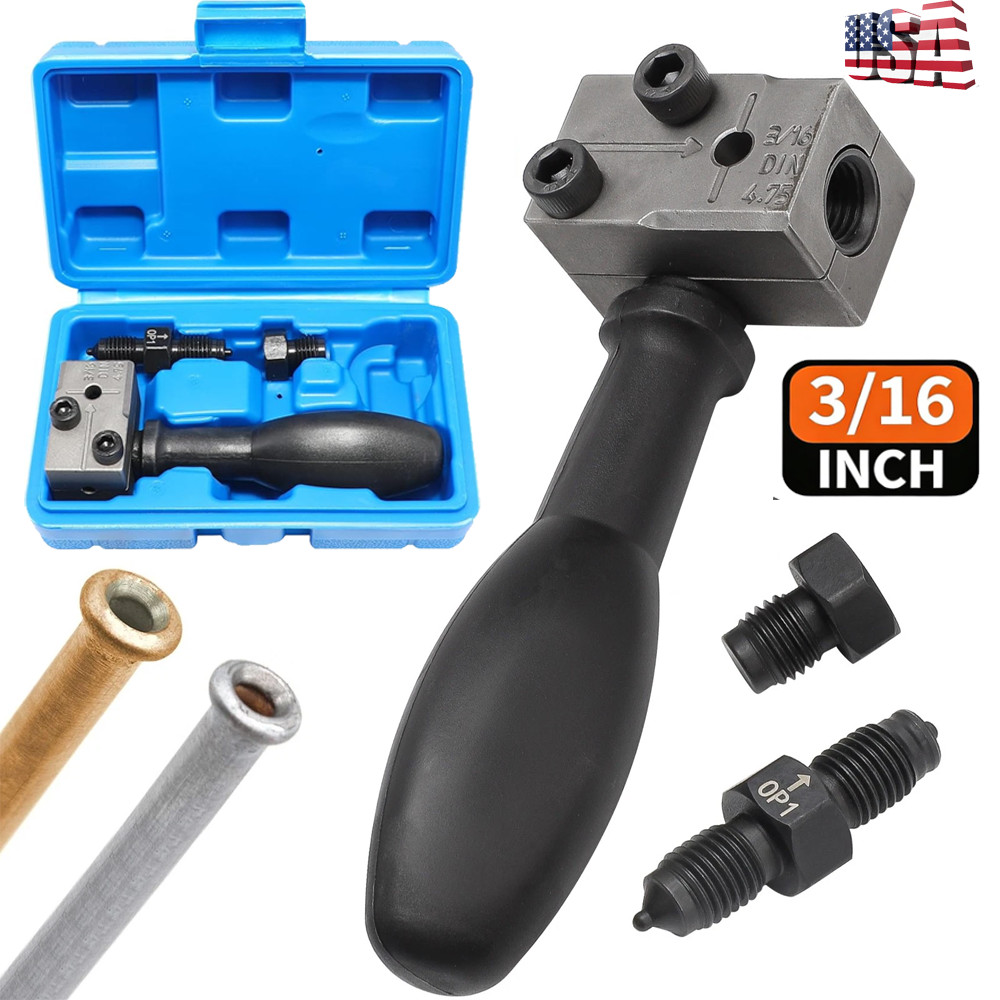 3/16″ Car Brake Line Double Flaring Kit 45° Handheld Pipe Flares Tool w/ Storage
