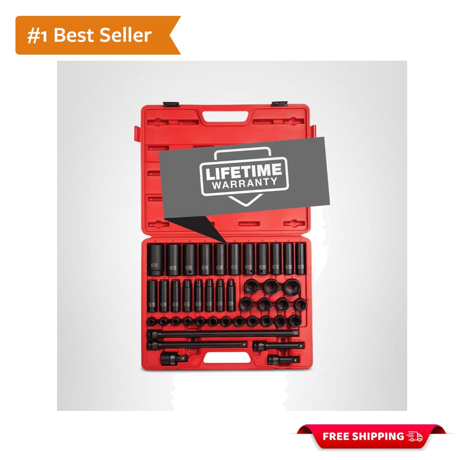 Sunex 2569, 1/2″ Drive Master Impact Socket Set, 43Piece, Metric, 9mm – 30mm,…