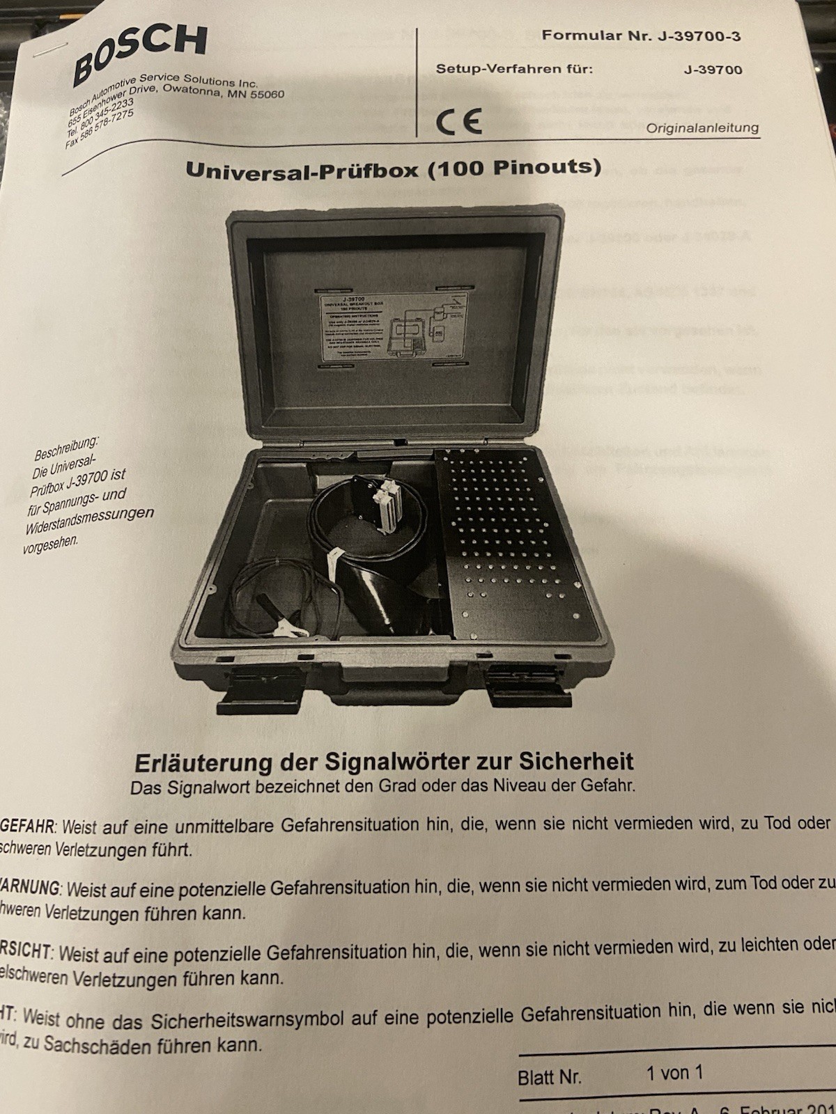 **Brand New** Bosch Automotive J-39700 Universal Breakout Box Package