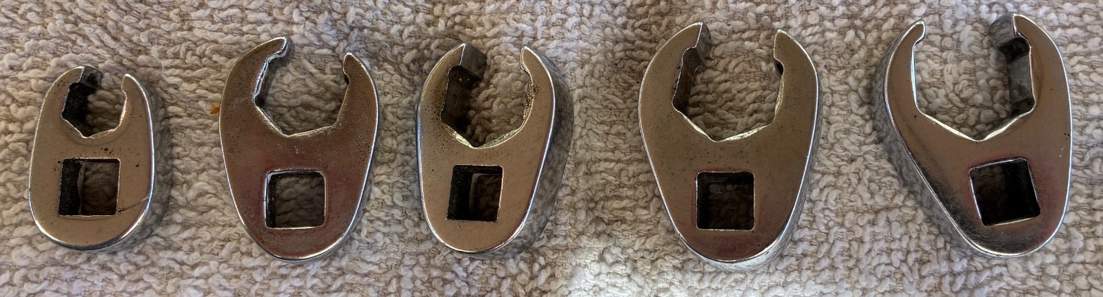 Lot of 5 SAE Snap-on Flare Nut Crowfoot Wrench set 3/8” Drive , 6-Pt USA. NICE !