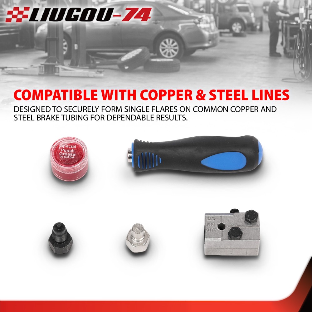 Universal Handheld Car Brake Line Flaring Tool Kit 3/16» Single Flare W/Storage