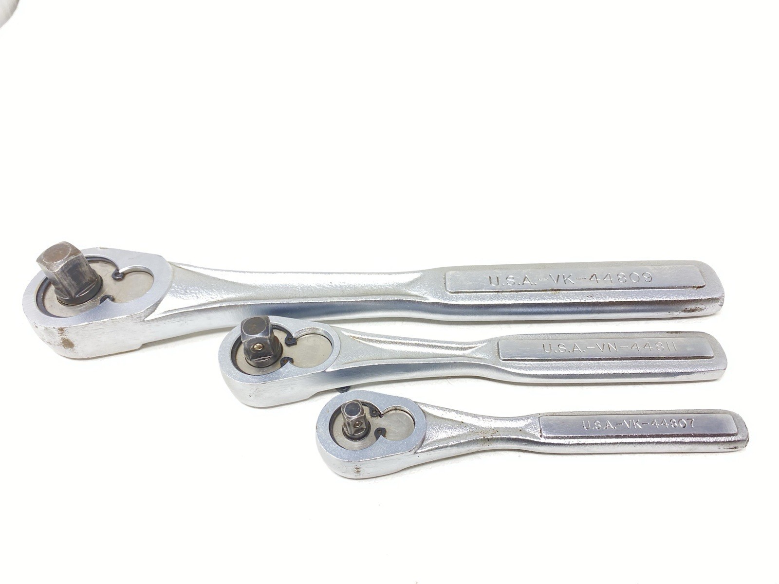 Vintage Craftsman USA Made 3pc Ratchet Set 1/4″, 3/8″, 1/2″ DR 44807 44809 44811