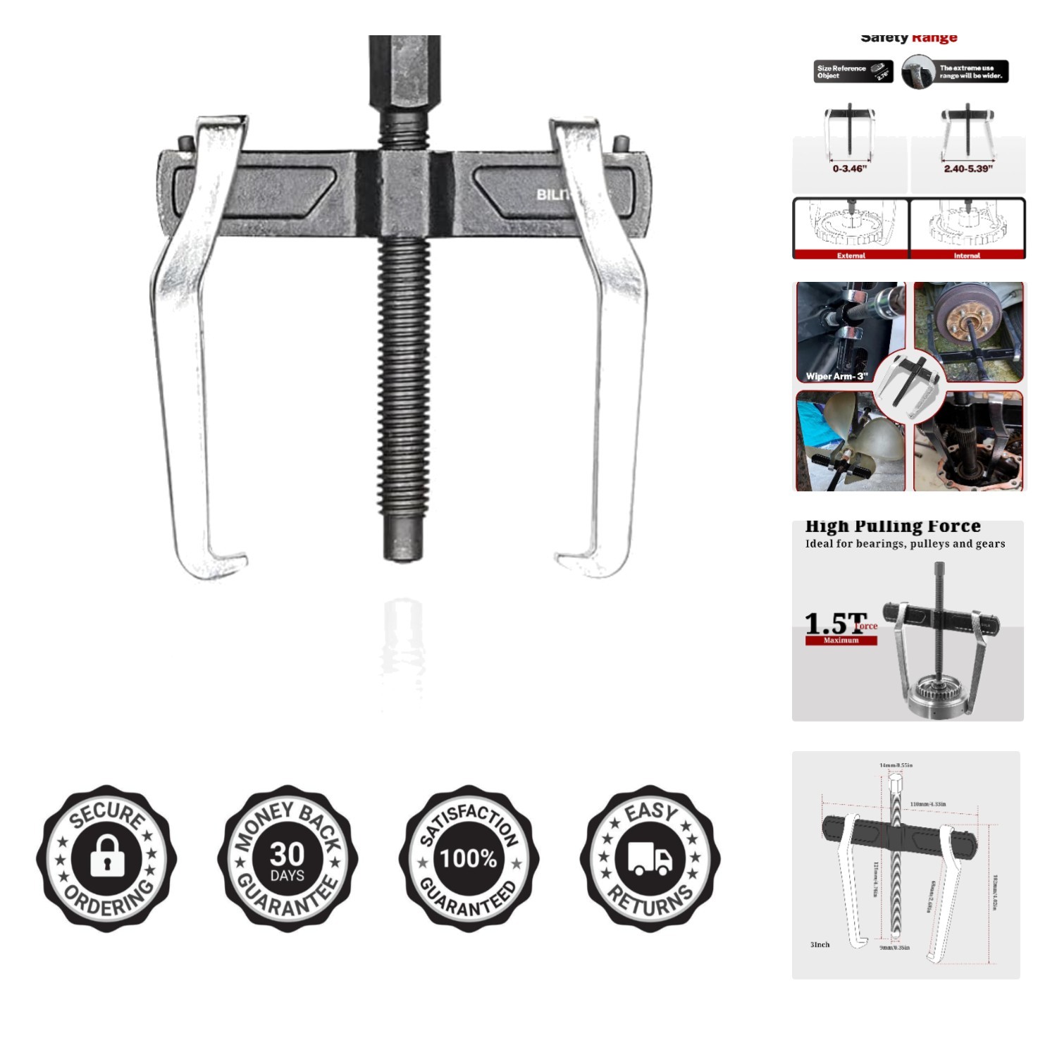 Heavy-Duty 3″ 2-Jaw Gear Puller – Perfect for Automotive & Machinery Use
