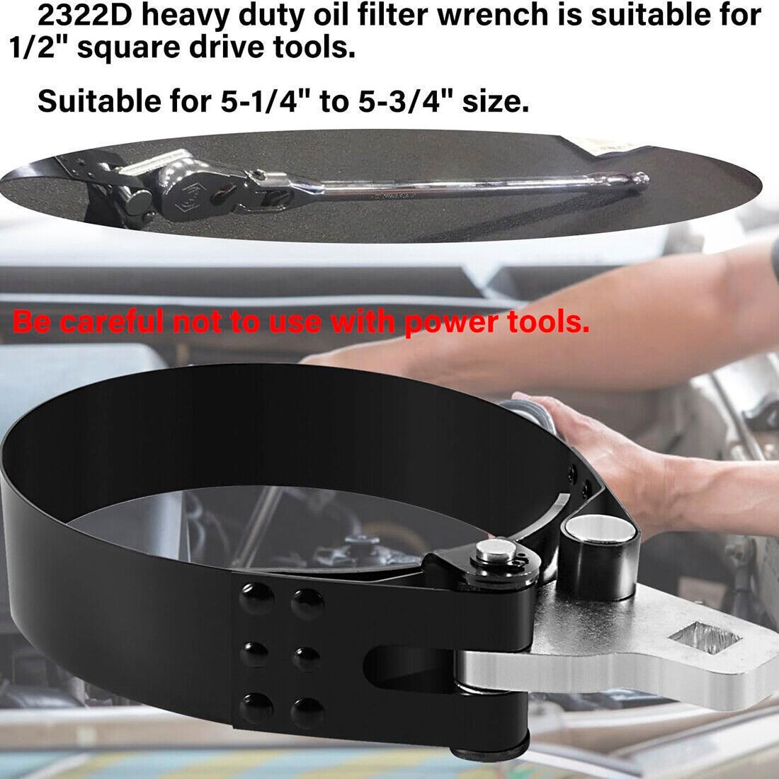 2322D Oil Filter Wrench 5-1/4″ – 5-3/4″ Fit Use With 1/2″ Square Drive Tool