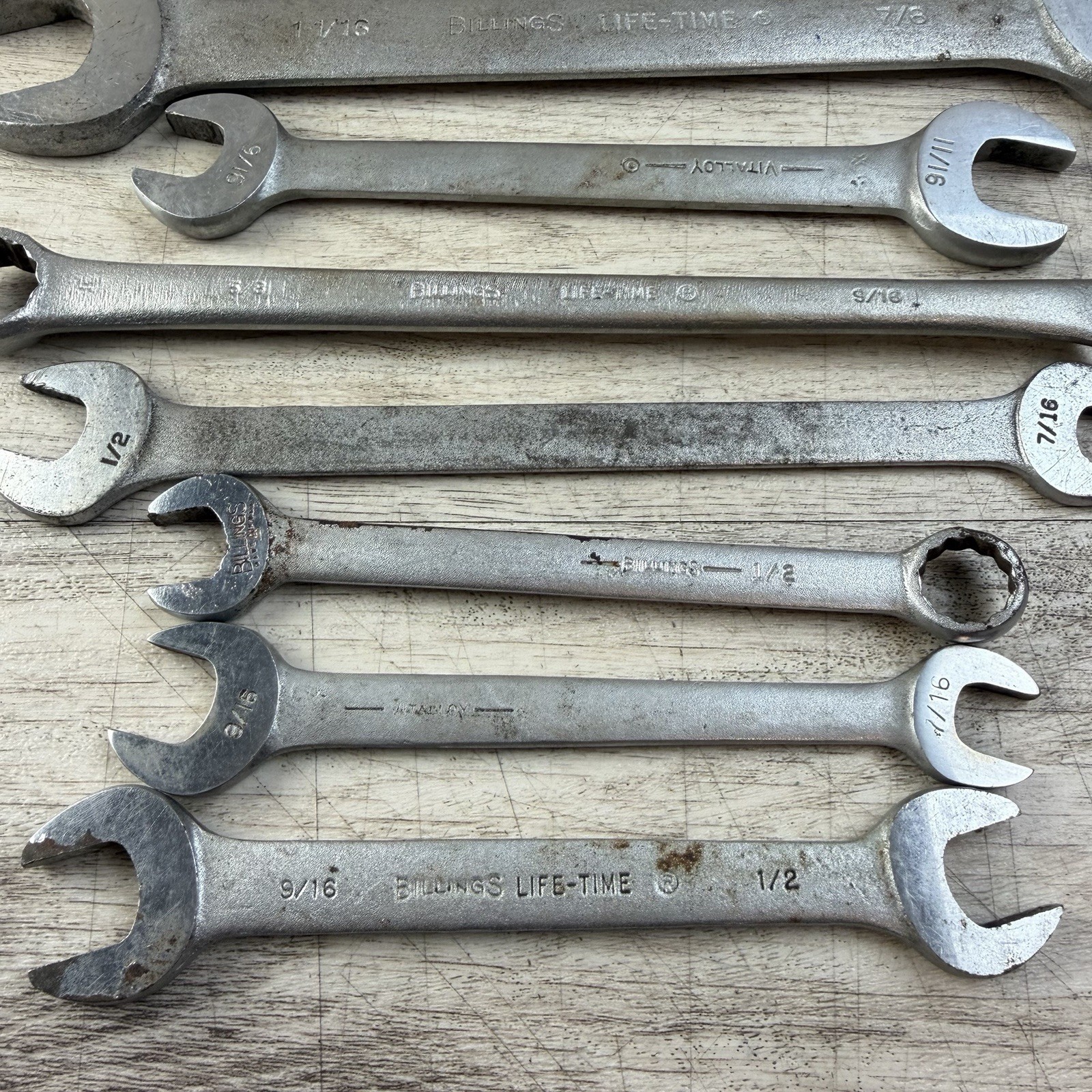 25 Lot Billings + Husky SAE Wrenches Various Sizes Combination, Open, S, Off Set