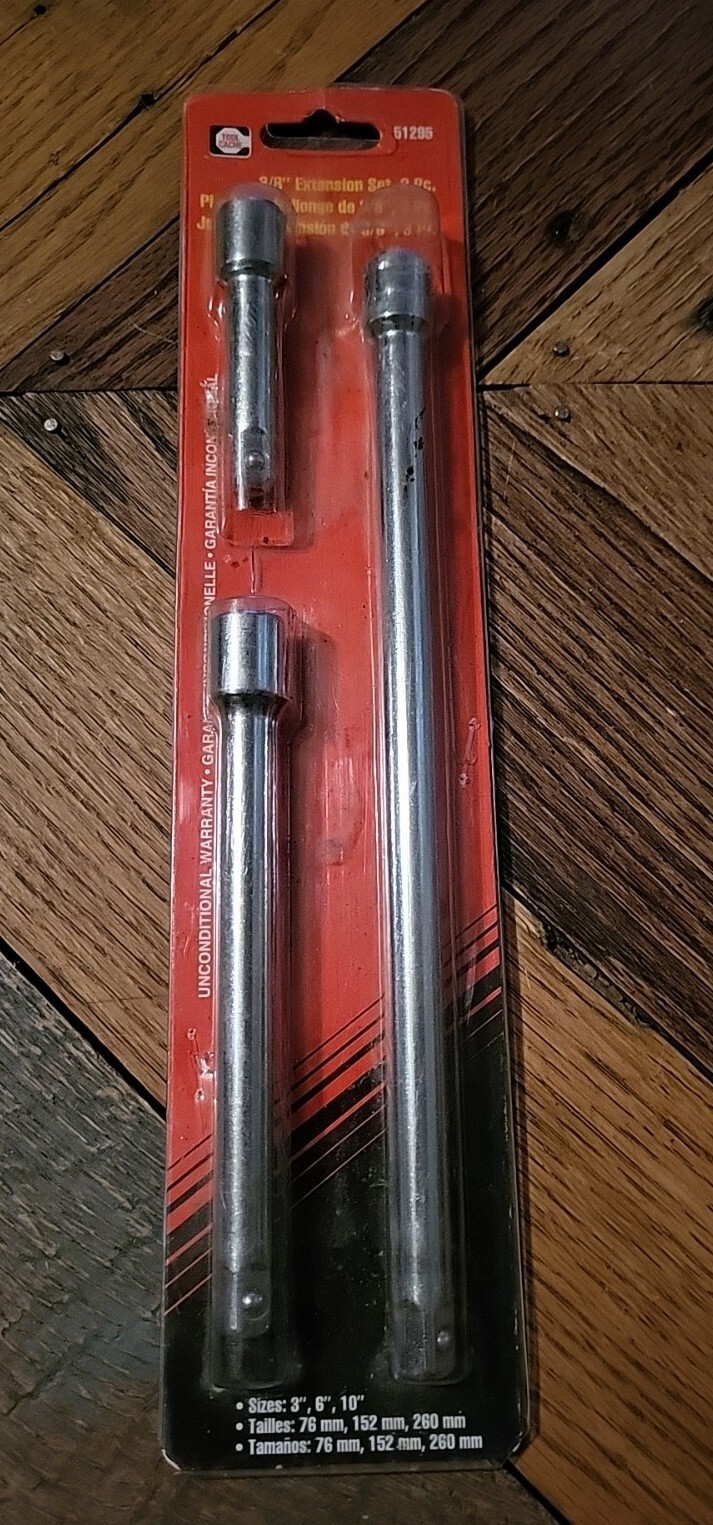3/8″ Drive Socket Extension Set, 3 Pc. 3″, 6″, & 10″ Tool Cache 51295 NOS