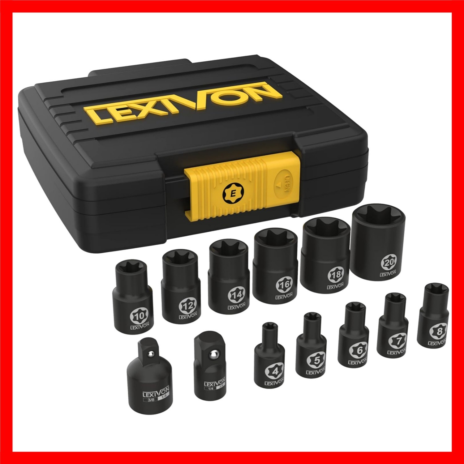 Lexivon 13-Piece E-TORX Socket Set in Durable Chrome Vanadium Steel