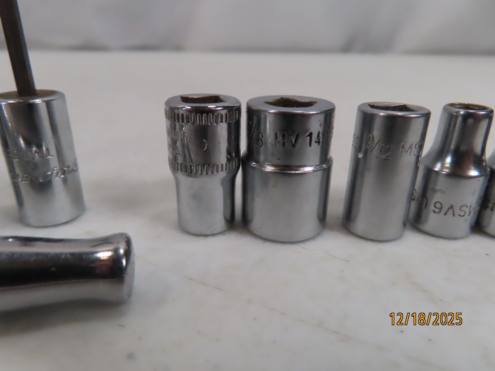 Estate Lot (11) SNAP ON TOOLS 1/4″drive Ratchet GM70M + asst Sockets CLEAN *133*