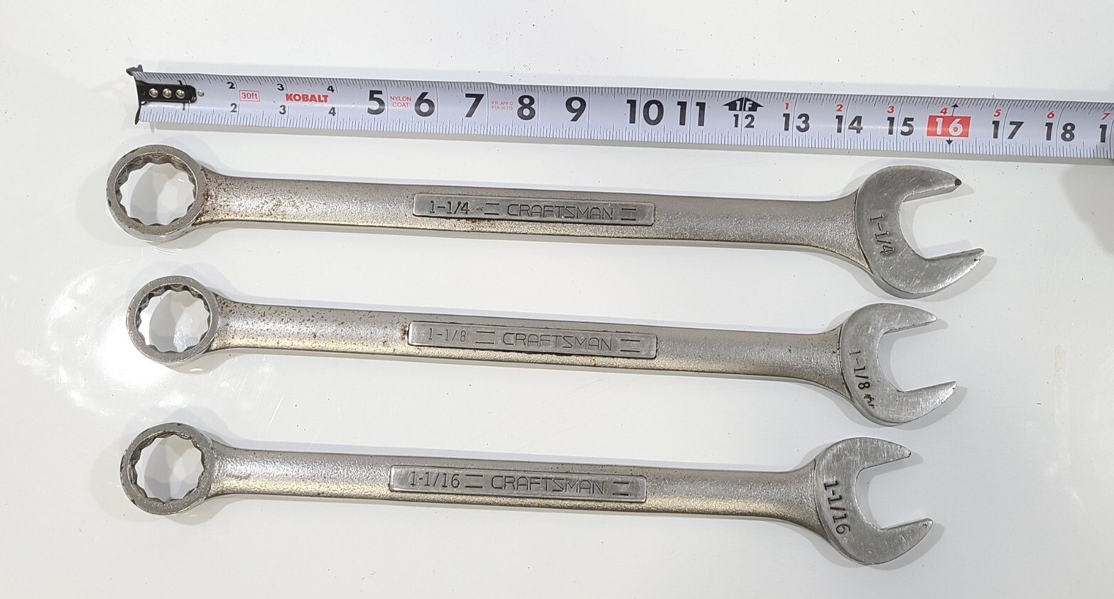 Lot Of 3 Vintage Craftsman U.S.A 1-1/16″-1-1/4″ Jumbo Combo Wrenches V Series