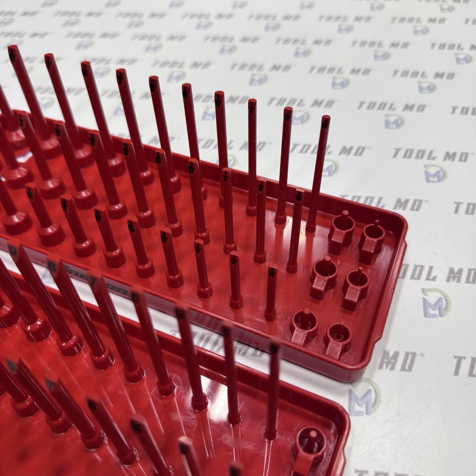 Snap-on Tools USA 2pc RED 1/4″ Metric & SAE 3 row socket trays KA143METRD
