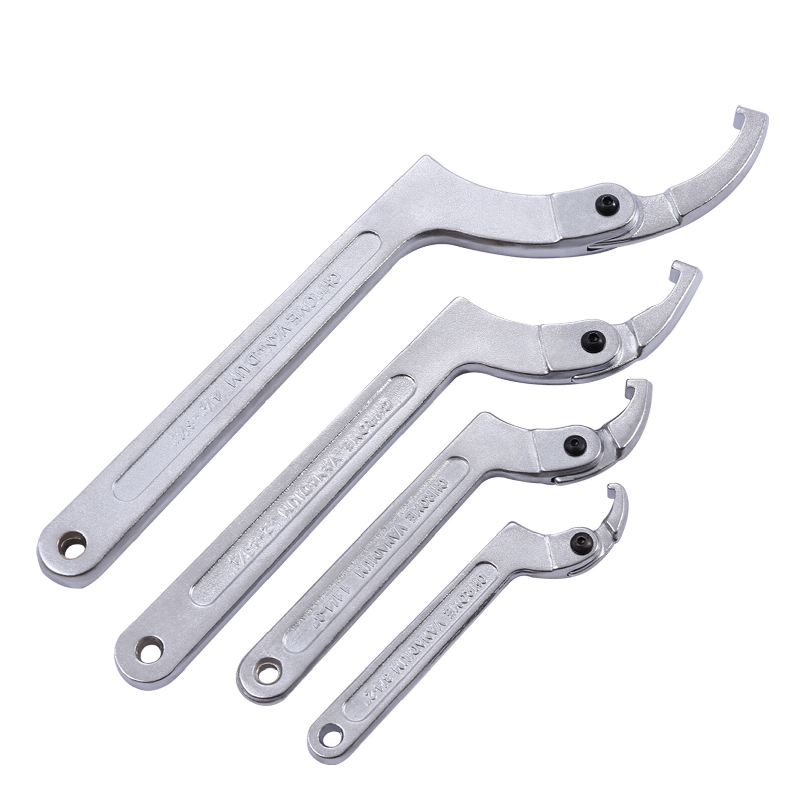 4pcs Adjustable Hook & C Pin Spanner Wrench Set Tighten Removing Nut Wrench New