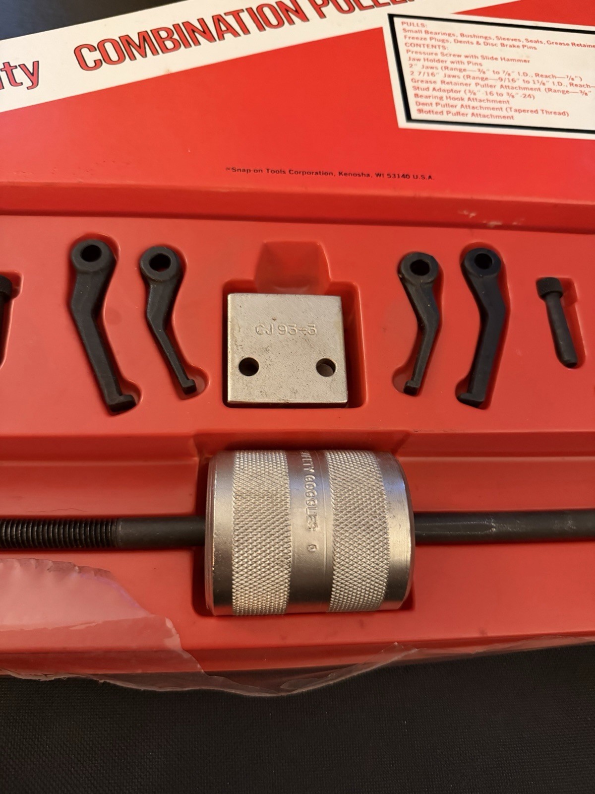 Snap-On CJ93B, 14-Piece Light Duty Combination Puller Set W Slide Hammer CJ125-6