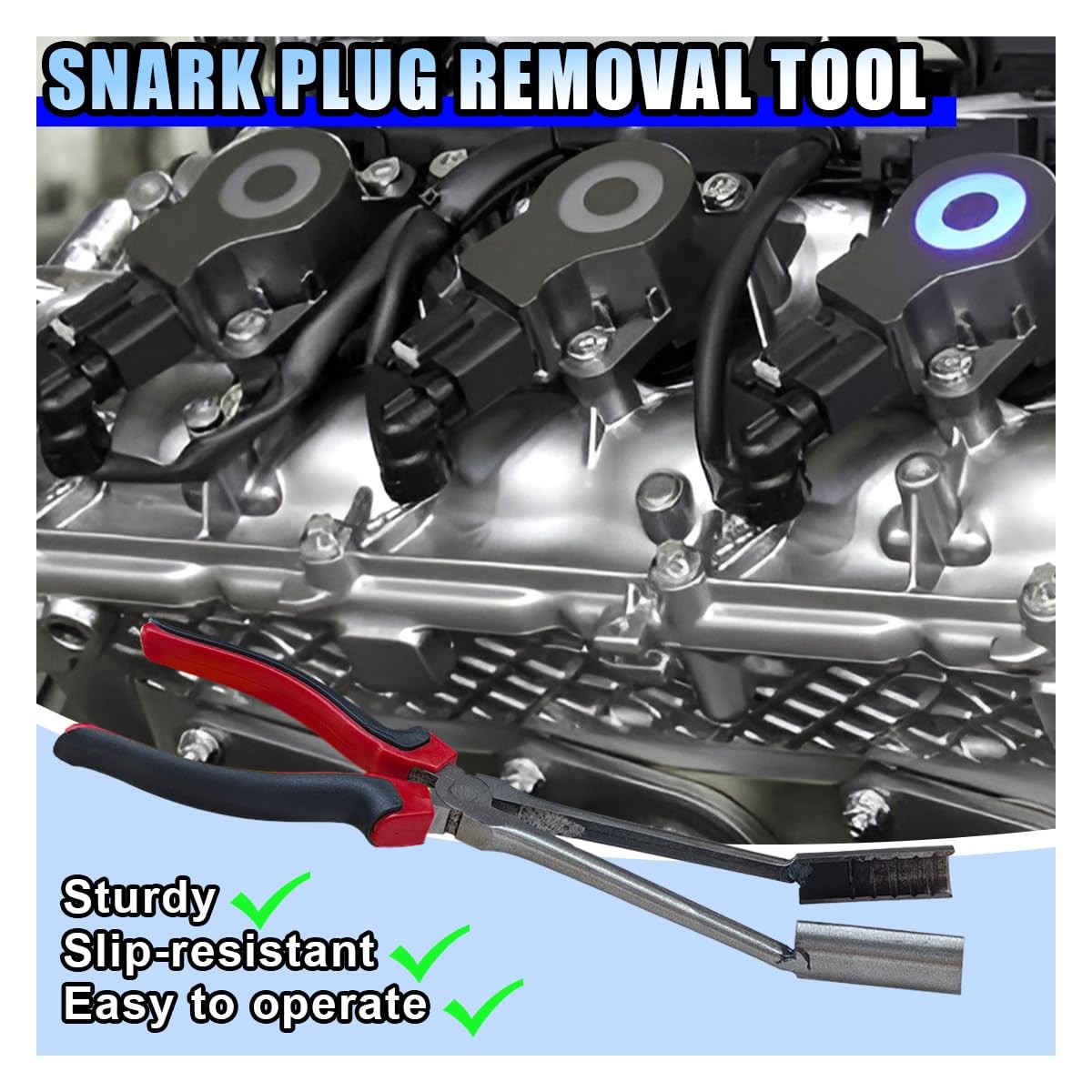 Car Spark Plug Wire Removal Pliers Tool, 11 Inch Sleeve, Black+red+silver