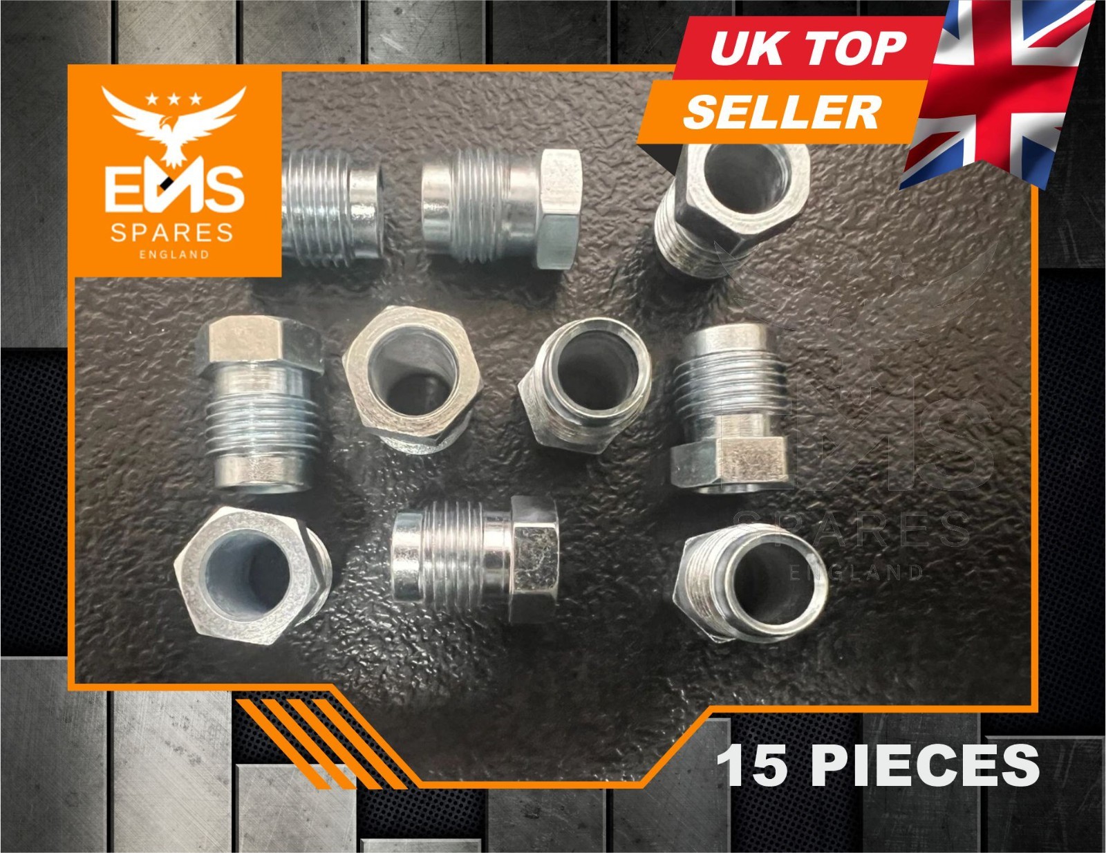 Brake Pipe Male Union Fittings 1/2″ x 20 UNF for 5/16″ Pipe Thread Steel – 15x