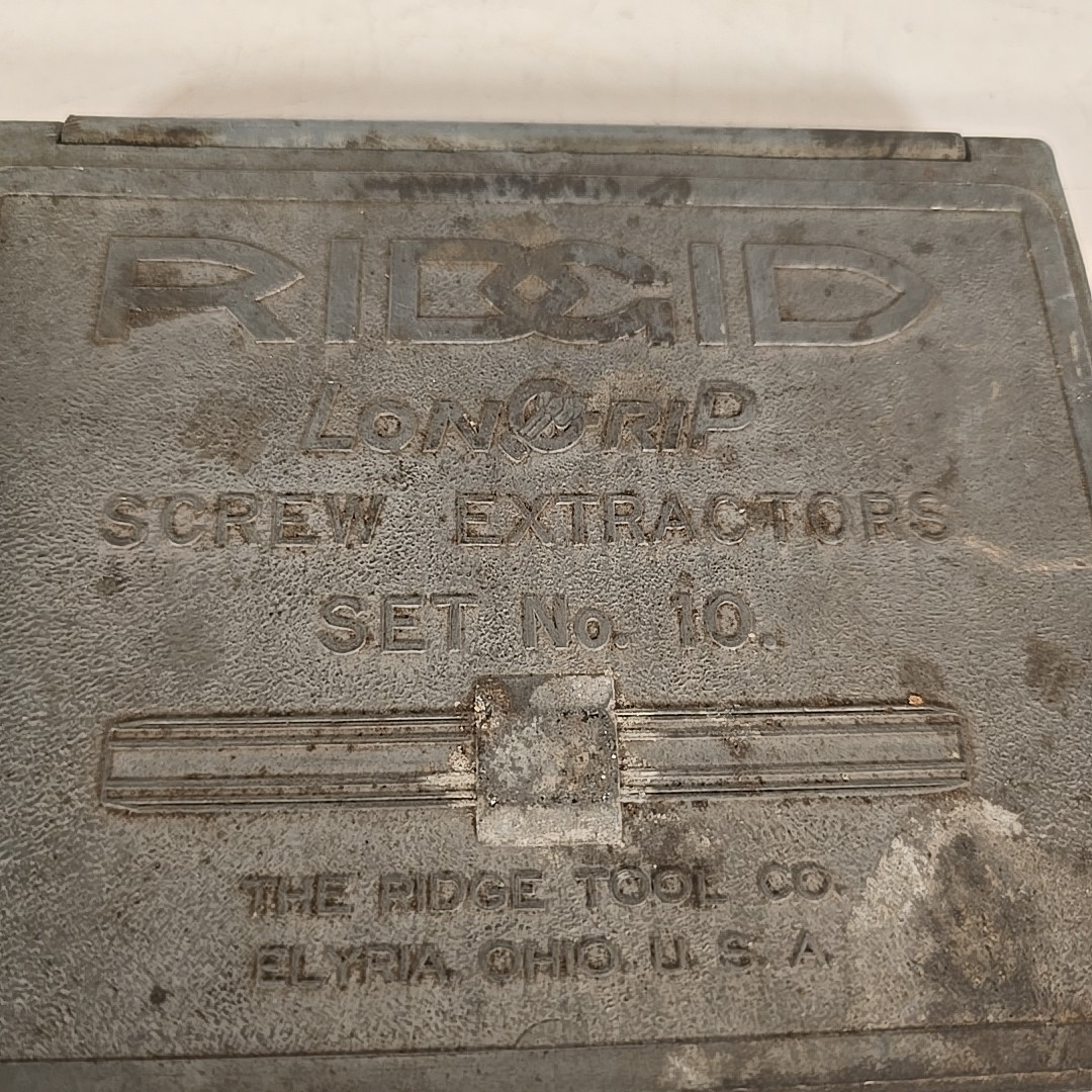 Ridgid Lone Rip Screw Extractors Set No. 10 Original Metal Case See Photos
