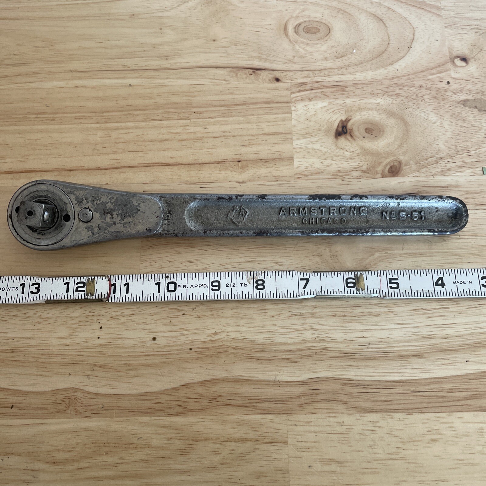 Armstrong S-51 ratchet wrench 1/2″ drive 10 inches long Vintage Chicago USA